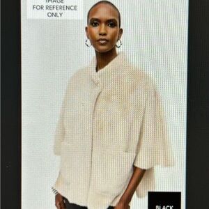 Joseph Ribkoff Faux Fur Cream Cape Jacket w pockets